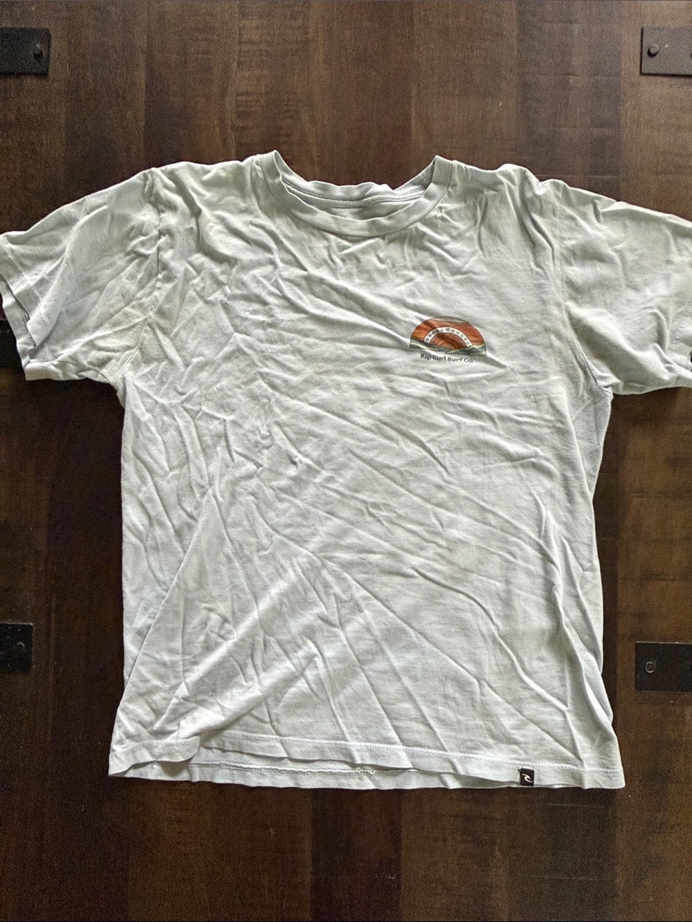Rip Curl White Short-Sleeve Tee with Small Orange Graphic